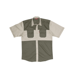 Delta Two Tone Bush Shirt (Stone & Olive)