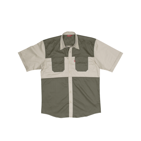 Delta Two Tone Bush Shirt (Stone & Olive)