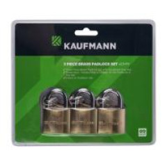 KAUFMANN BRASS LOCK SET 3 PC 30MM KAUFMANN BRASS LOCK SET 3 PC 30MM