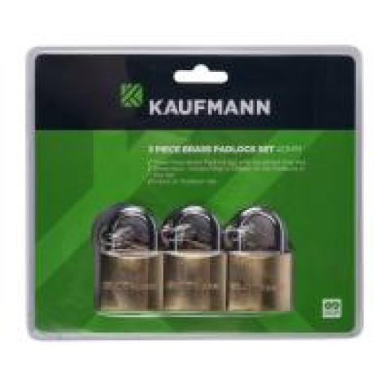 KAUFMANN BRASS LOCK SET 3 PC 40MM