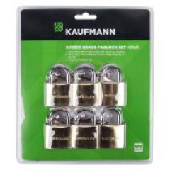 KAUFMANN BRASS LOCK SET 6 PC 40MM KAUFMANN BRASS LOCK SET 6 PC 40MM