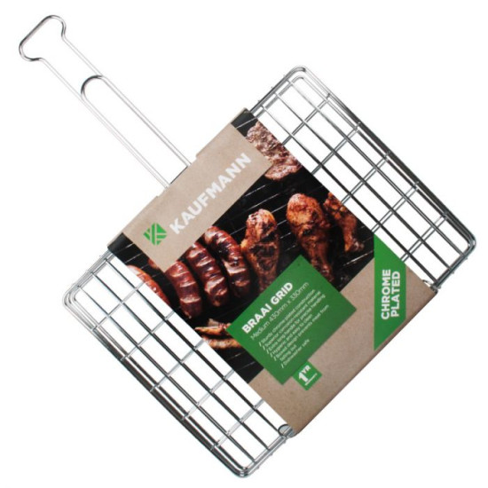 KAUFMANN BRAAI GRID CHR/PLATED BOX MED 43CMX33CM