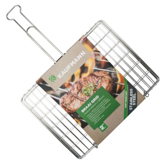 KAUFMANN BRAAI GRID S/STEEL BOX MED 43CMX33CM