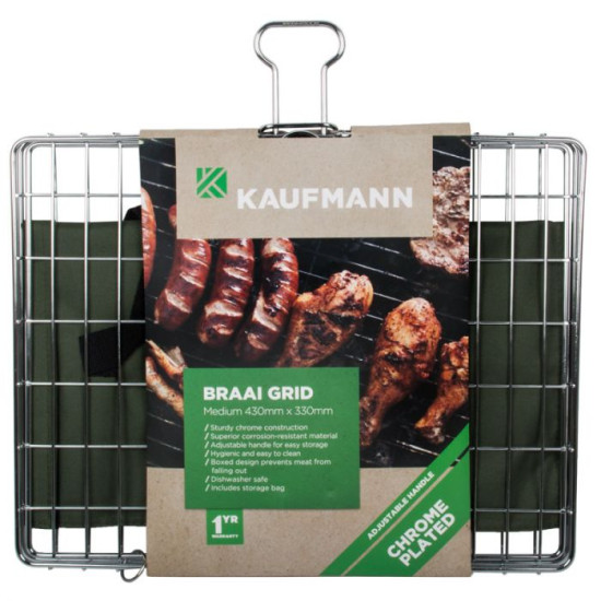 KAUFMANN BRAAI GRID ADJUSTABLE CHR/PLATED BOX MED