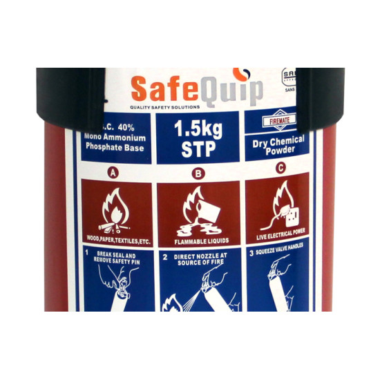 1,5kg DCP Fire Extinguisher Full | SABS Approved | SafeQuip