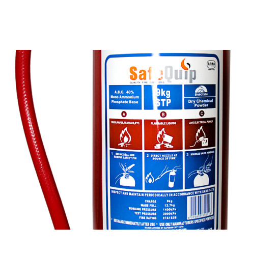 9kg DCP Fire Extinguisher Full | SABS Approved | SafeQuip