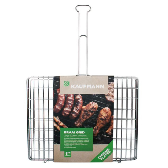 KAUFMANN BRAAI GRID CHR/PLATED BOX LRG 50CMX40CM